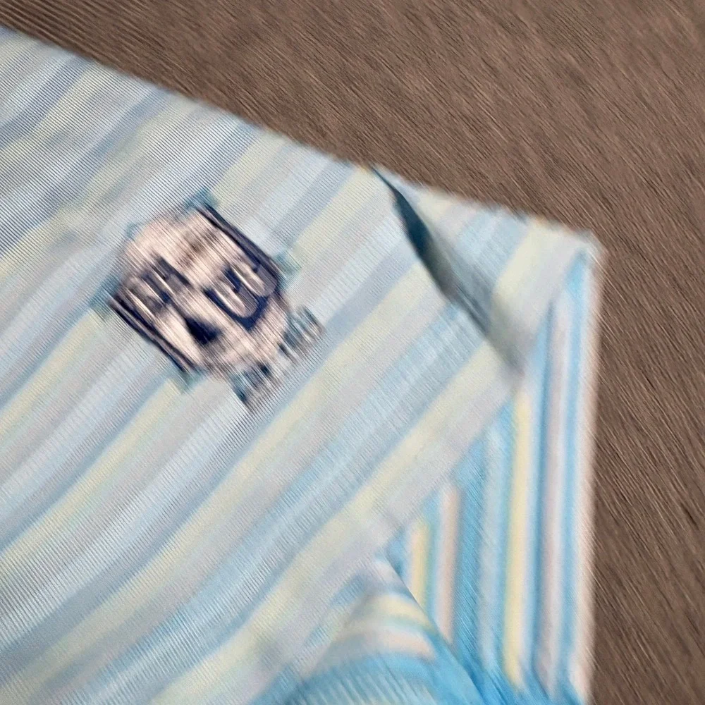 Adidas Golf Polo Shirt Mens XL Blue Striped ClimaCool Short Sleeve Performance